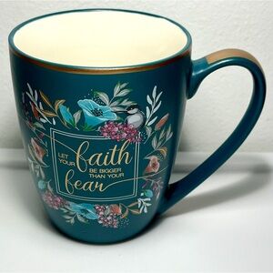 With Love Inspirational Faith Coffee Mug 12 oz  Floral Teal Colorful Gift Cozy